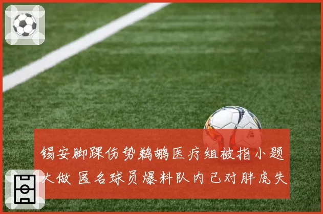 锡安脚踝伤势鹈鹕医疗组被指小题大做 匿名球员爆料队内已对胖虎失去耐心